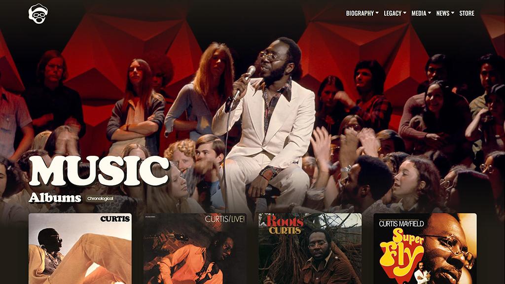 CurtisMayfield.com music archive page after