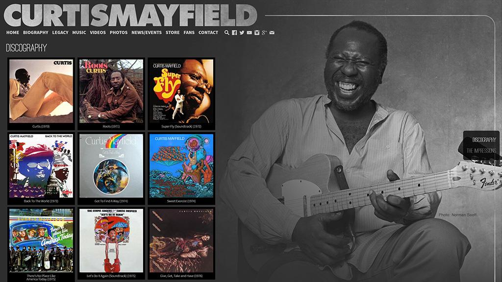 CurtisMayfield.com music archive page before